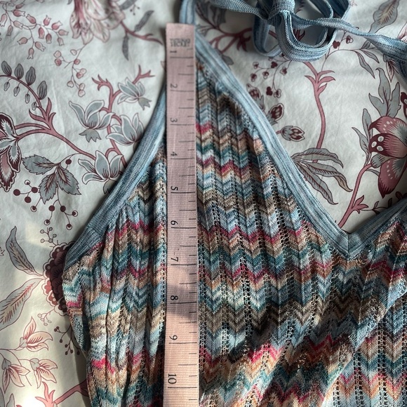 BCBGMaxAzria Jenn Chevron Multicolor Knit Midi Halter Dress Boho Dress Small - Picture 13 of 13